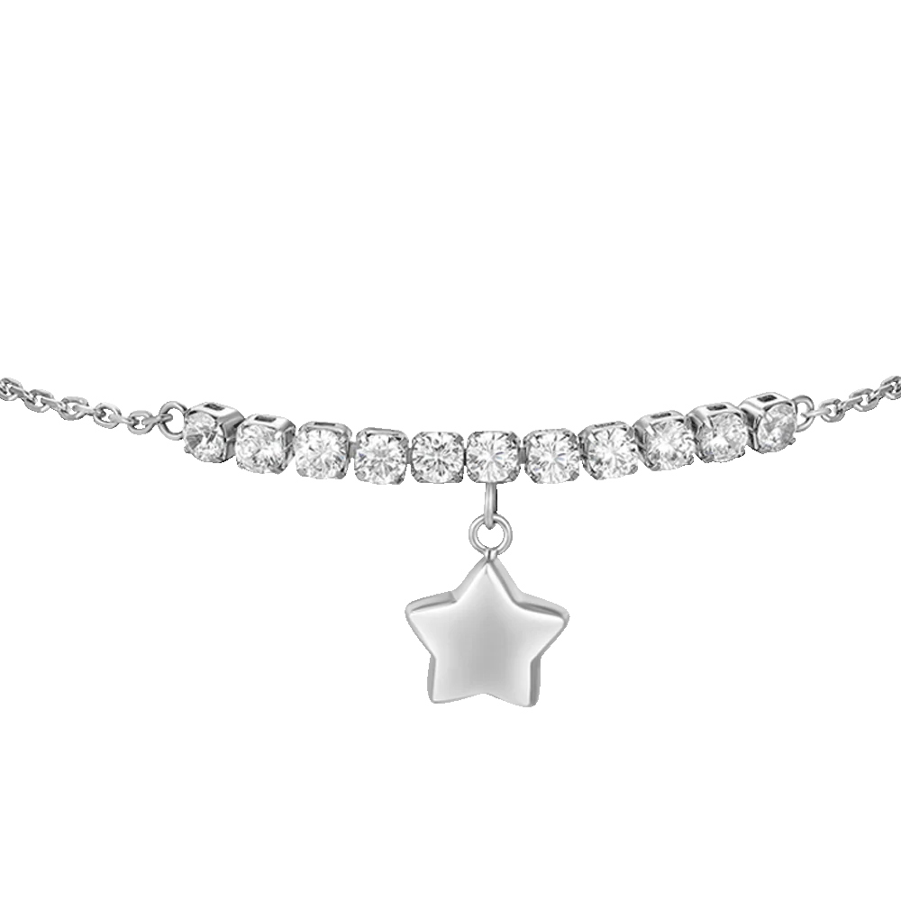 Bracciale Luca Barra Acciaio Centrale Cristalli e Charm Stella