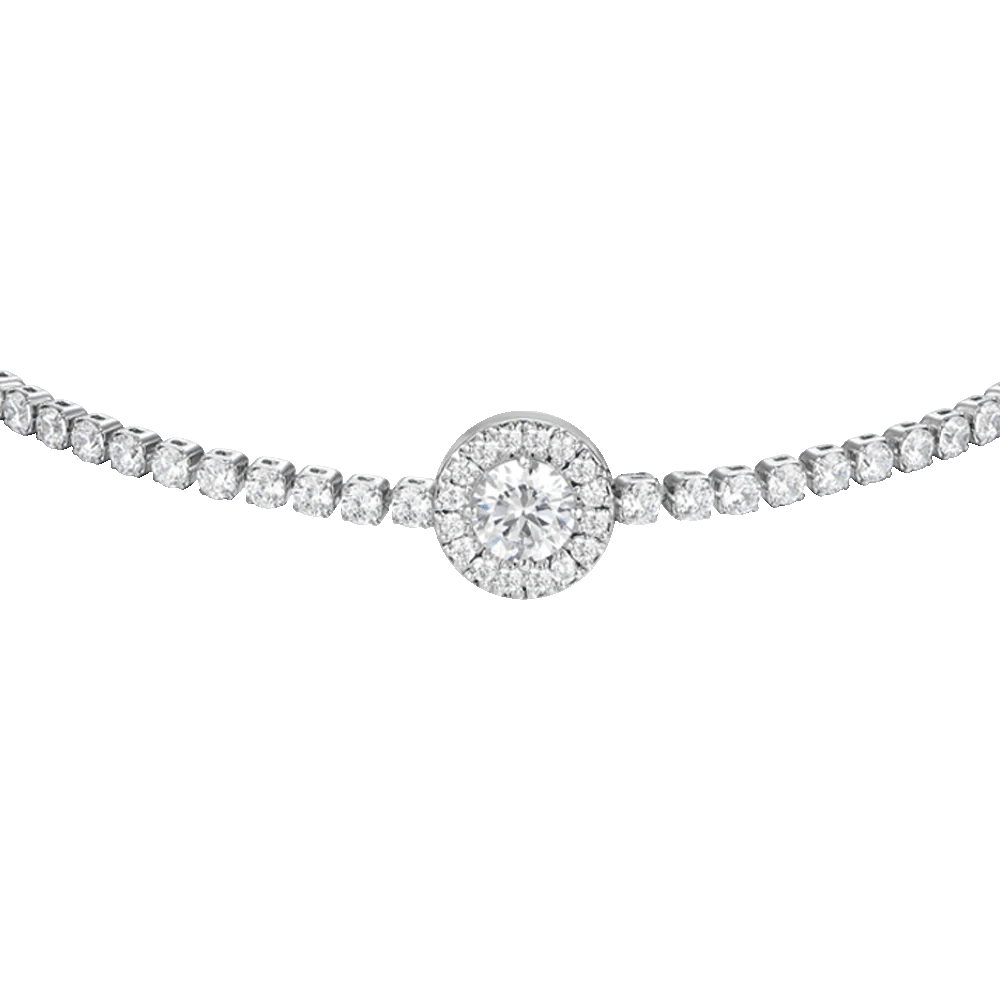 Bracciale Tennis Luca Barra Acciaio Centrale Cristallo Tondo Contornato