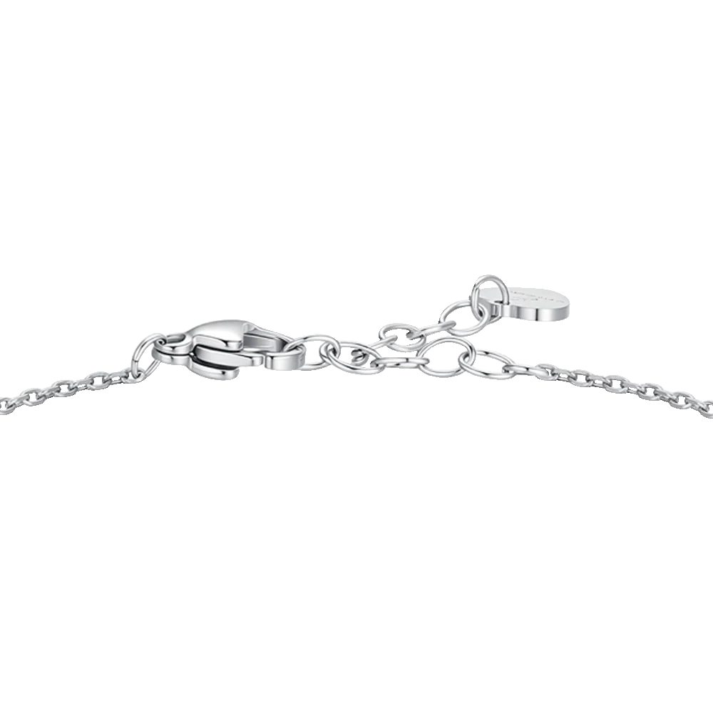 Bracciale a Lobo Luca Barra Acciaio Centrali Cristalli Cuore Verde