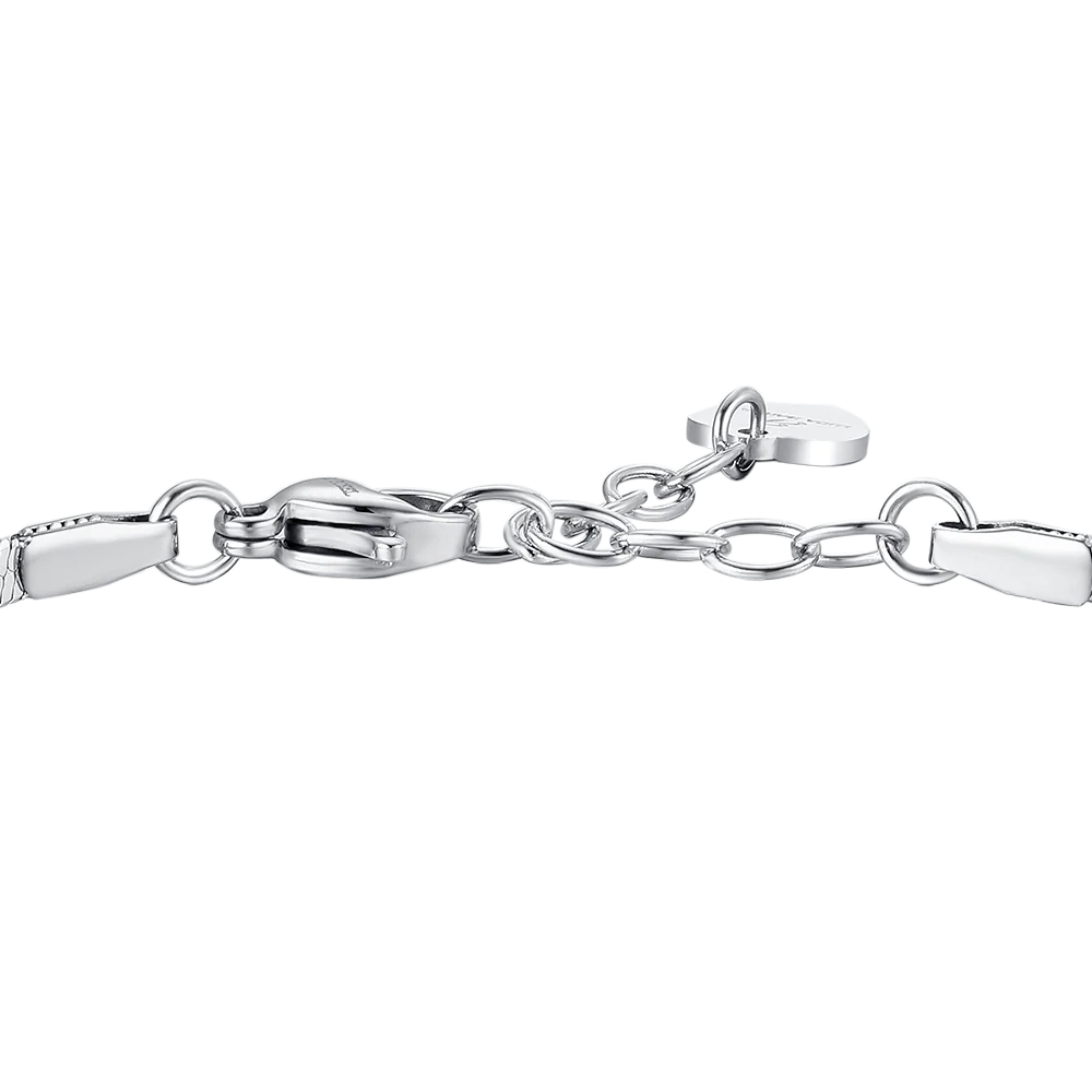 Bracciale Luca Barra Acciaio Maglia Snake e Cuore Centrale