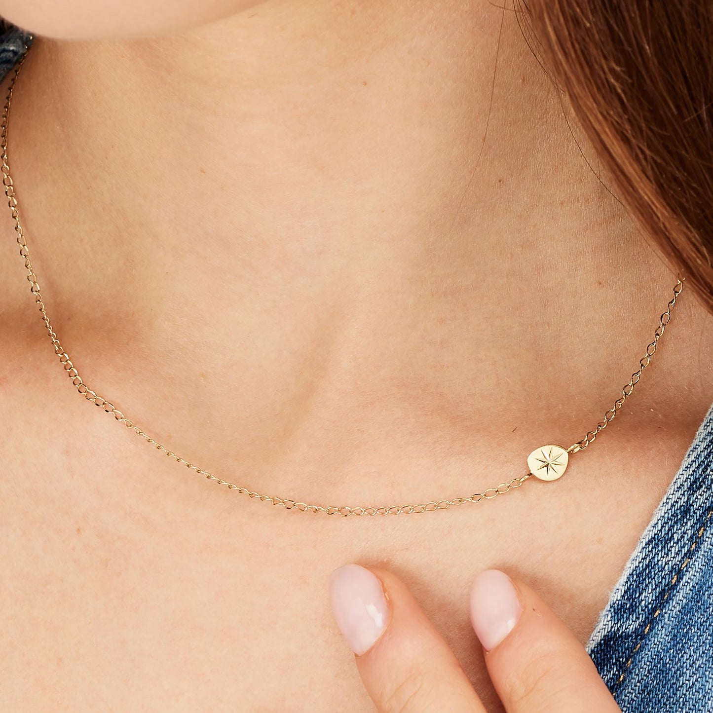 Collana Brosway Essential Pvd Oro Maglie Ovali Elemento Cerchio Stella Incisa