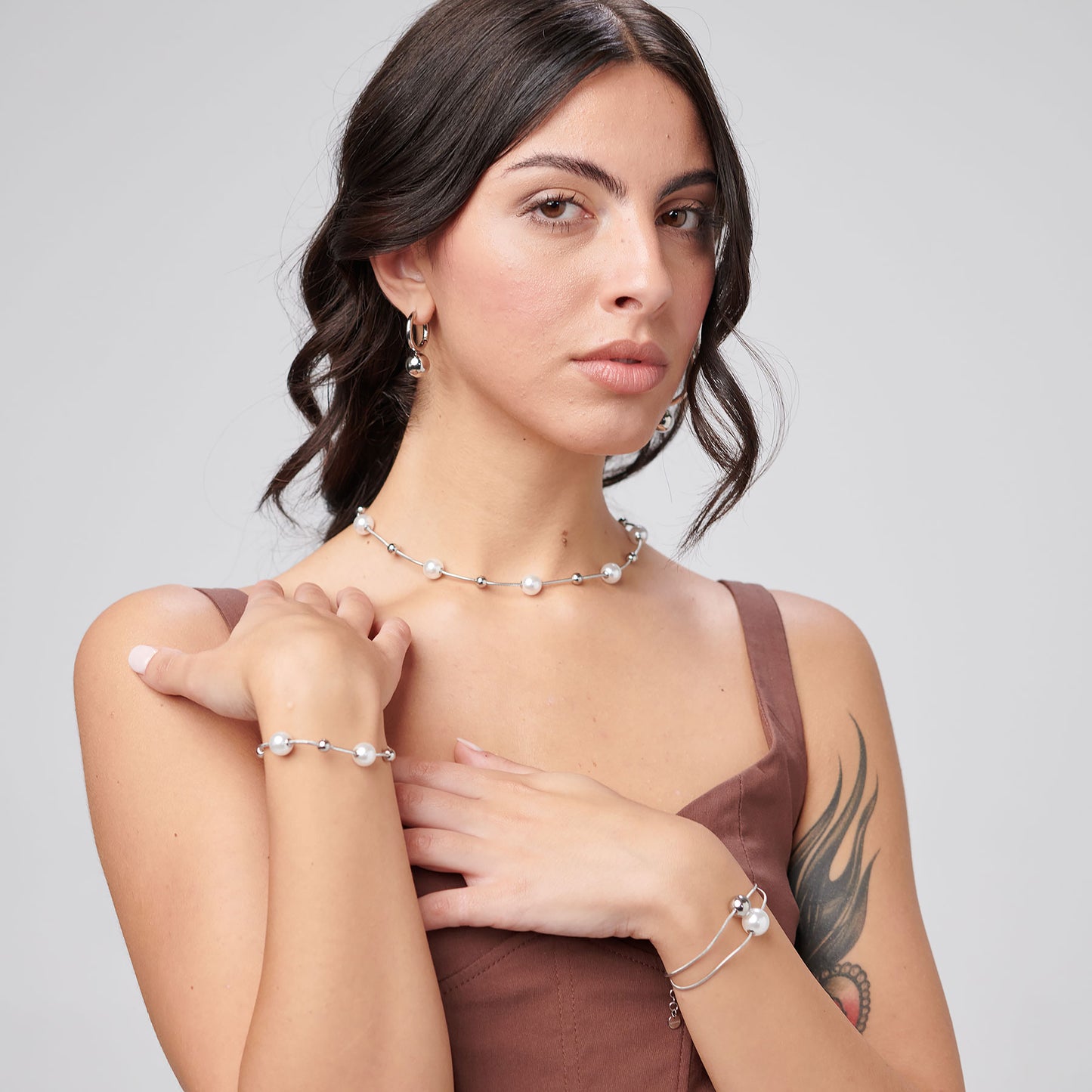 Collana Girocollo Brosway Perfect Acciaio Con Sfere e Perle