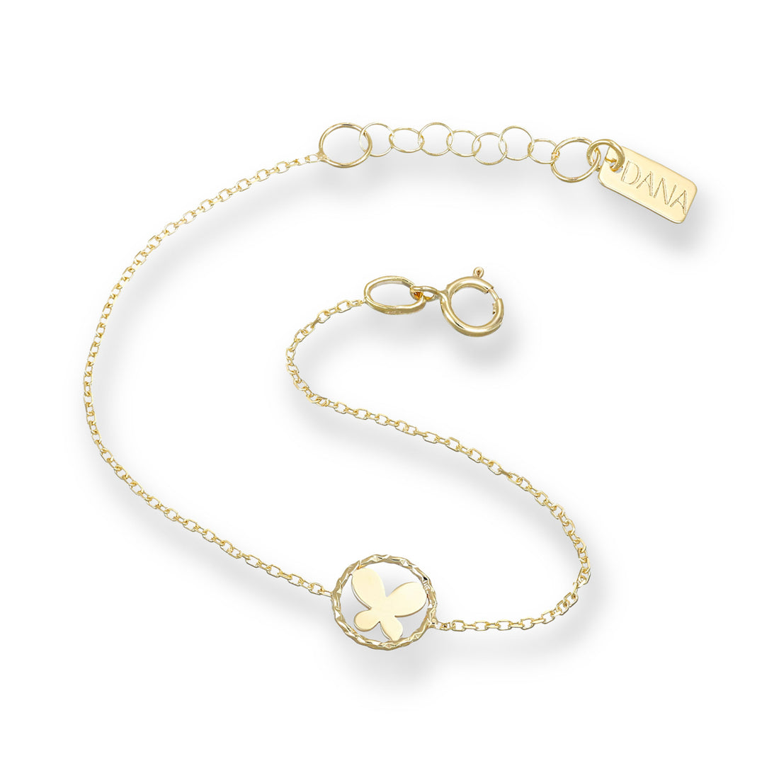 Bracciale Dana Baby Oro Giallo 9 Kt Farfalla Filo Diamantato