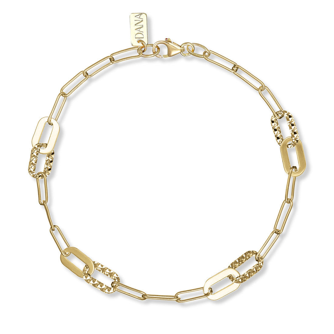 Bracciale Dana Virelle Oro Giallo 9 Kt Catena Ovalini Diamantati