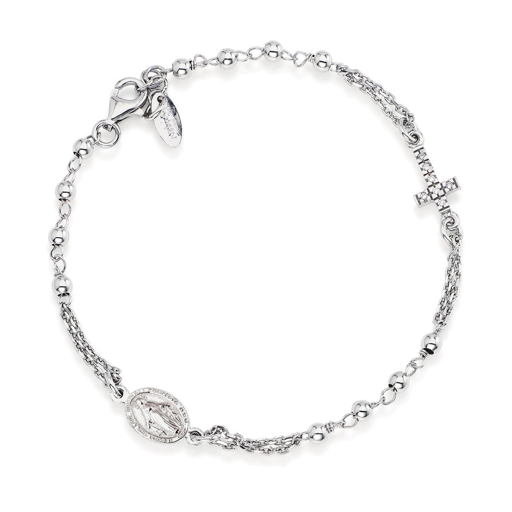 Bracciale Amen I Rosari In Argento Con Croce E Medaglietta Ovale