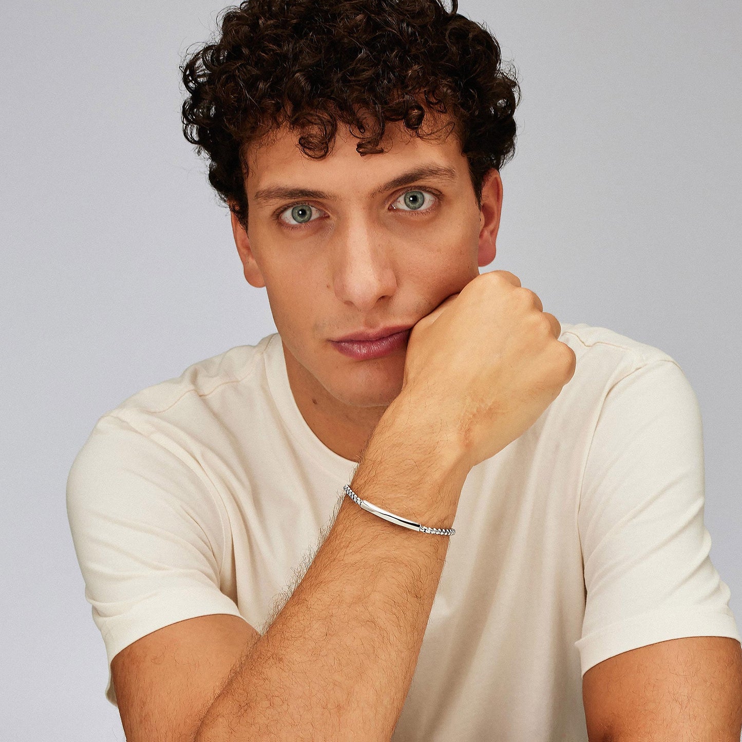 Bracciale Uomo Brosway Riptide Acciaio Catena Maglia Rolò Tubolare Piastrina Centrale Esagonale
