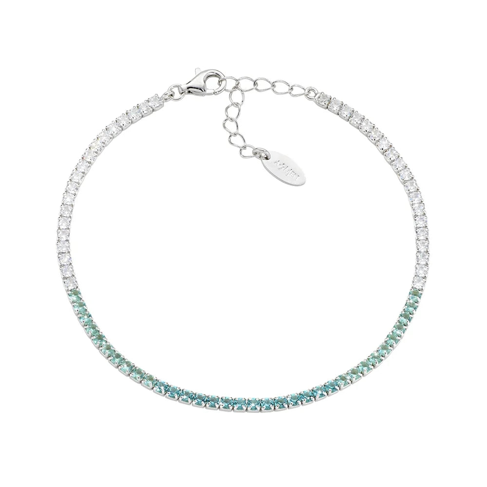 Bracciale Amen Tennis Mania Argento Zirconi Degradè Azzurri/Bianchi