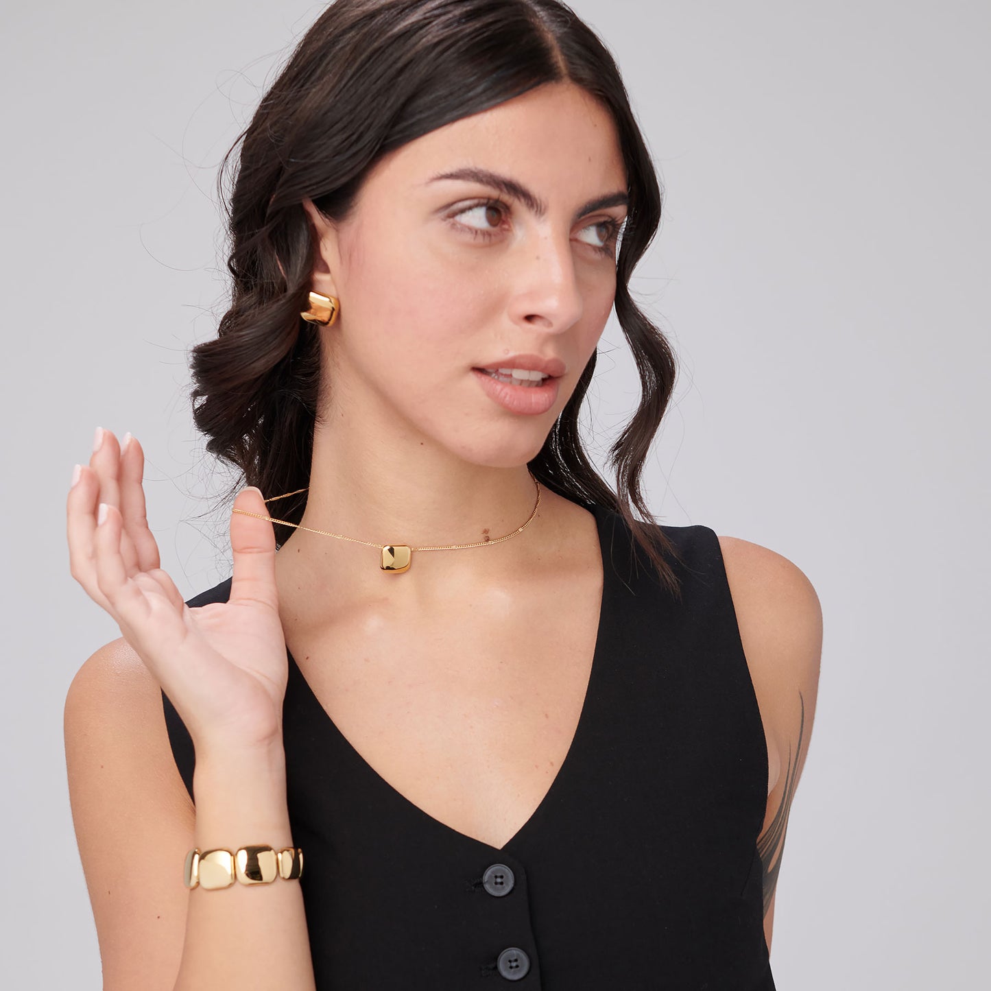 Orecchini a Lobo Brosway Muse Pvd Oro Quadrati