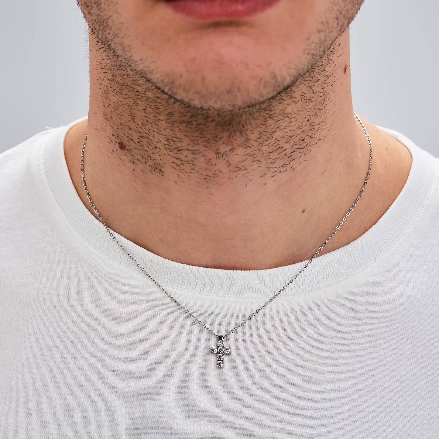 Collana Uomo Brosway Avantgarde Acciaio Pendente Croce Cristalli