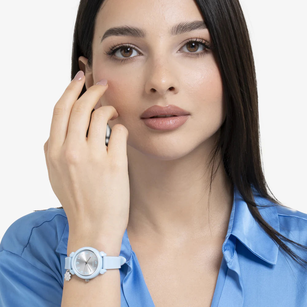 Orologio Luca Barra Donna Azzurro Con Charm Quadrifoglio