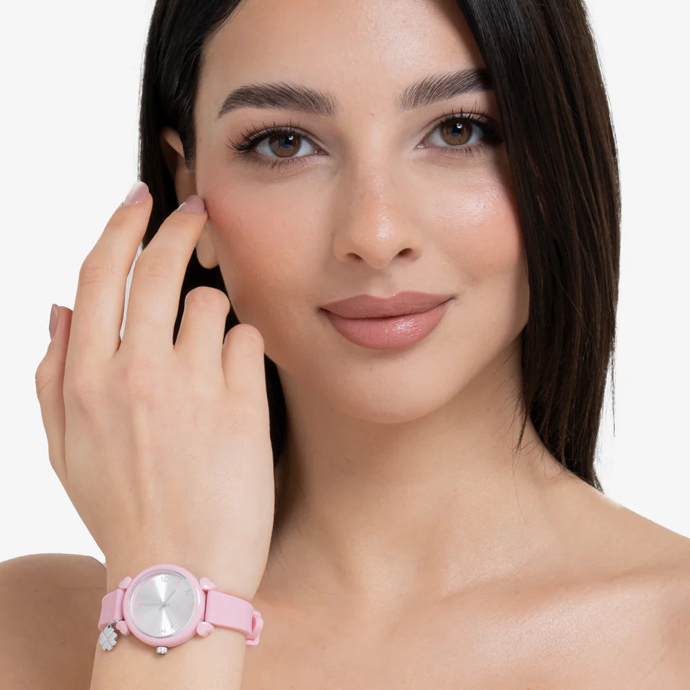 Orologio Luca Barra Donna Rosa Con Charm Quadrifoglio