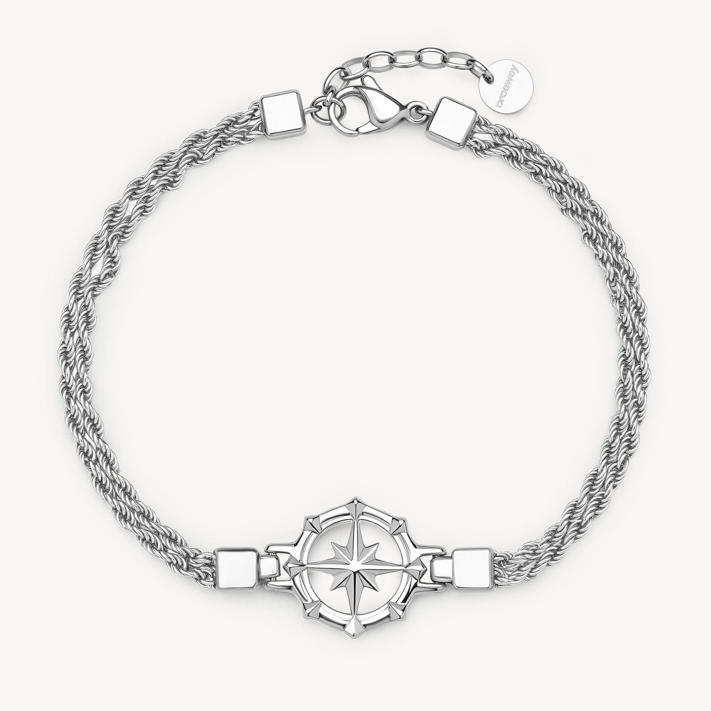 Bracciale Uomo Brosway Seawolf Doppia Fune Acciaio Centrale Rosa Dei Venti
