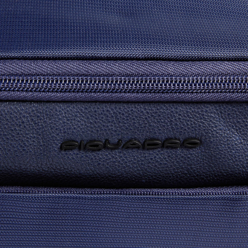 Beauty Case Piquadro Viaggio Tasca Frontale Tessuto Inserti Pelle Blu