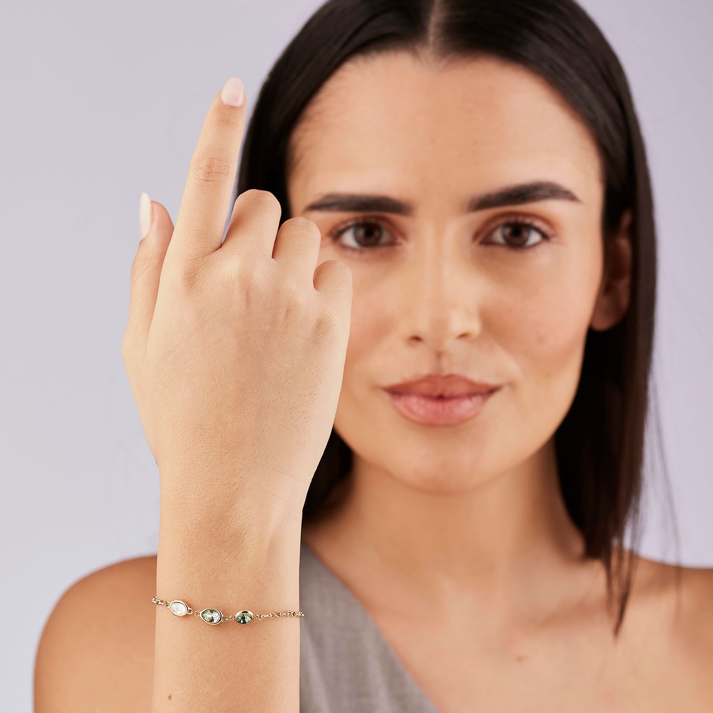 Bracciale Brosway Symphonia Pvd Oro 3 Cristalli Bianco Verde