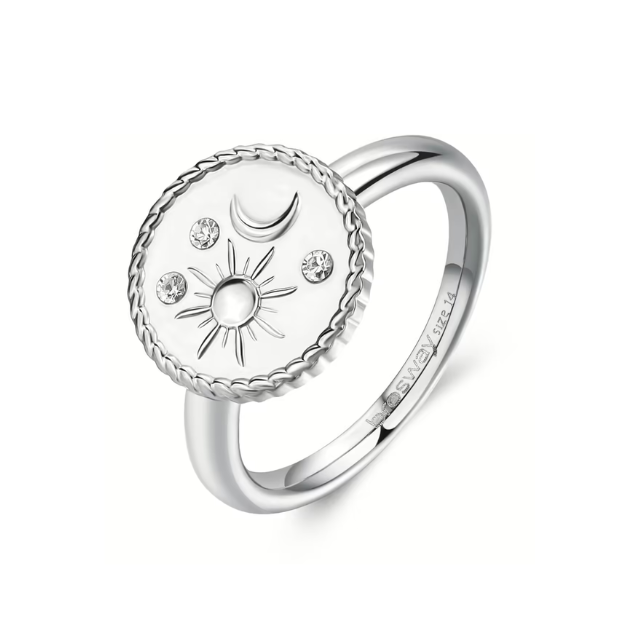 Anello Brosway Chakra Acciaio Tondino Cristalli e Sole/Luna - Misura 14