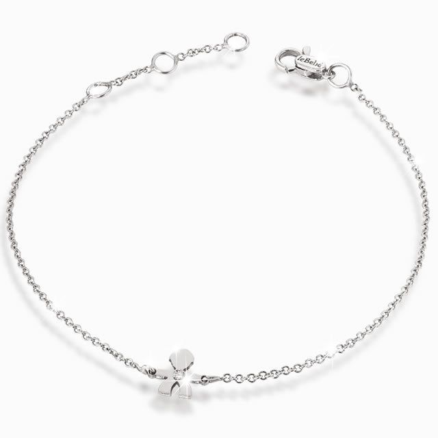 Bracciale Lebebé In Oro Bianco 18 Kt inserto Maschietto Con Diamantino