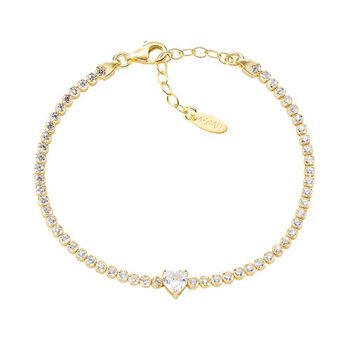 Bracciale Amen Tennis Argento Dorato e Zirconi