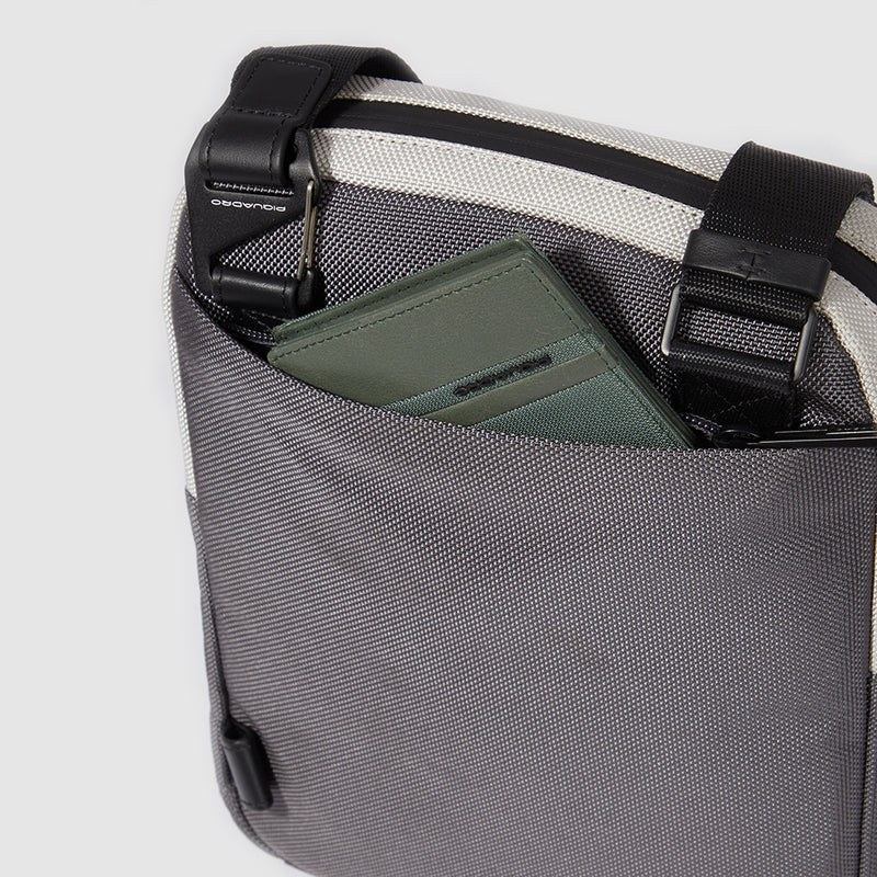 Borselli Piquadro Borsello Grande Porta Ipad In Tessuto Giallo Ocra Inserti Pelle