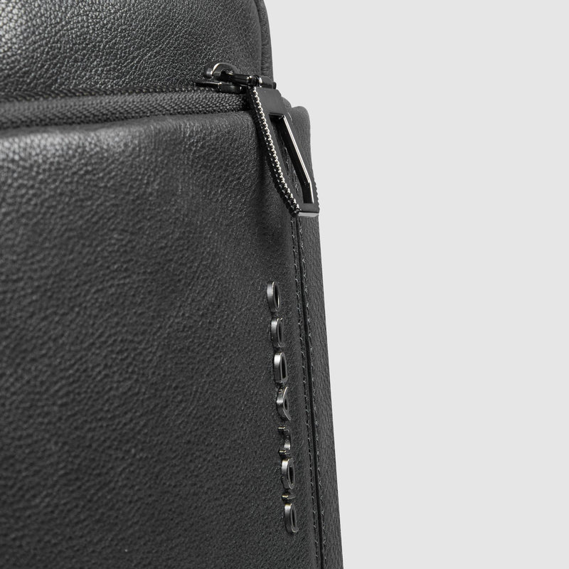 Borselli Piquadro Borsello Grande Porta Ipad Tasca Frontale Pelle Martellata Nera