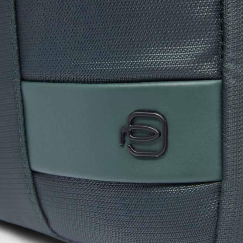 Borselli Piquadro Borsello Uomo Grande Porta Ipad Tasca Frontale Tessuto Inserto Pelle Verde