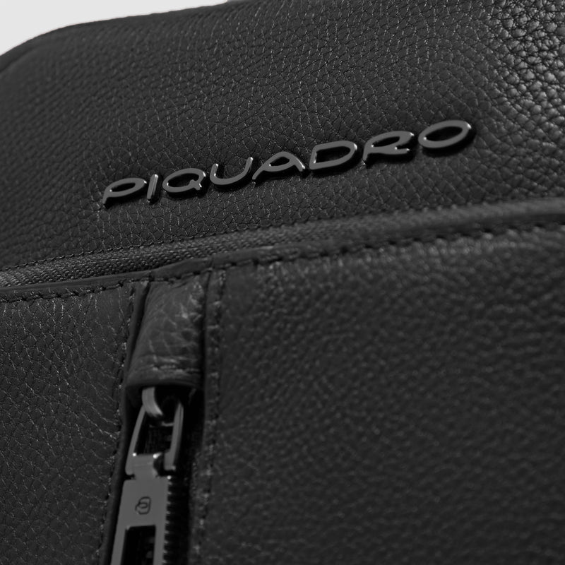 Borselli Piquadro Borsello Uomo Grande Porta Ipad Due Tasche Frontali Pelle Nera