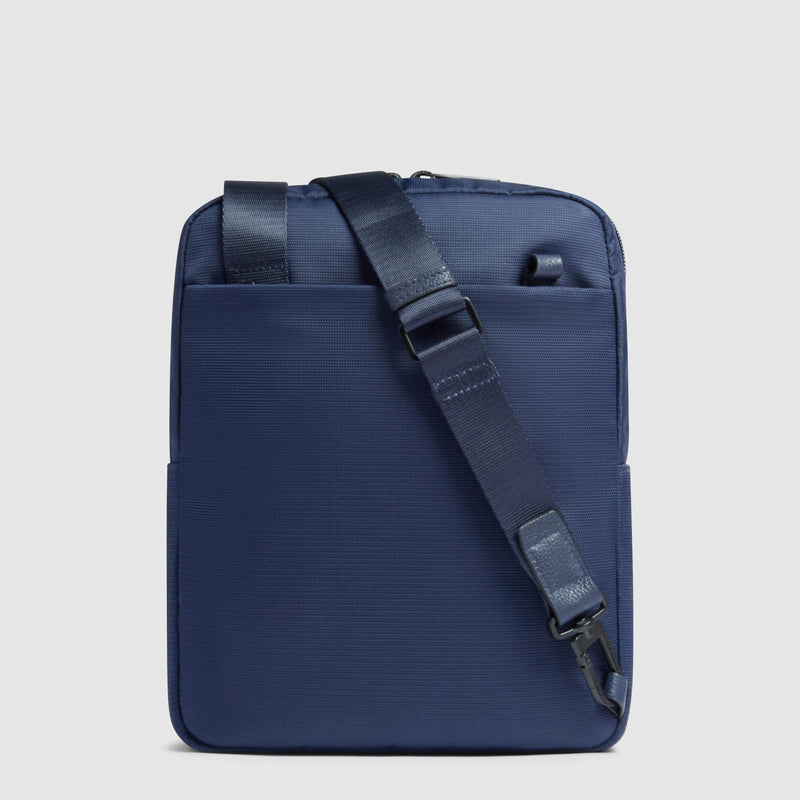 Borselli Piquadro Borsello Porta Ipad Tasca Frontale Tessuto Inserto Pelle Blu