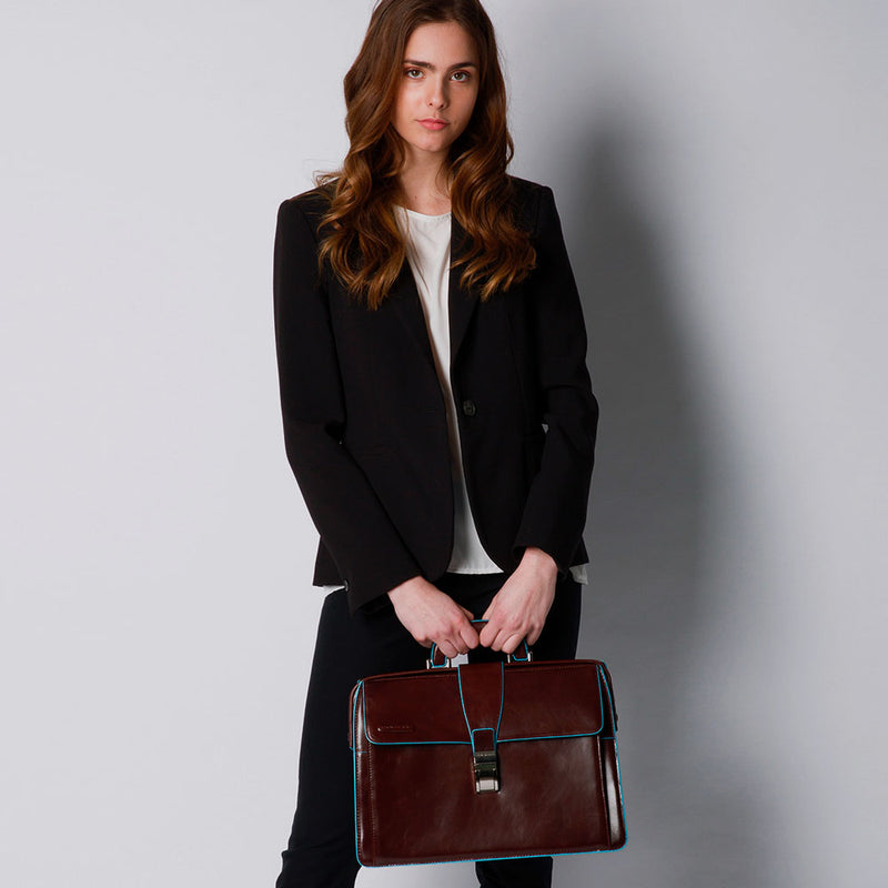 Borse Lavoro Piquadro Blue Square Borsa da Medico Pelle Mogano