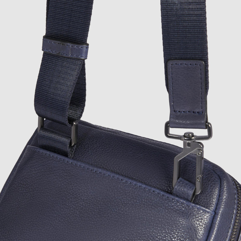 Borselli Piquadro Borsello Porta Mini Ipad Tasca Frontale Pelle Martellata Blu