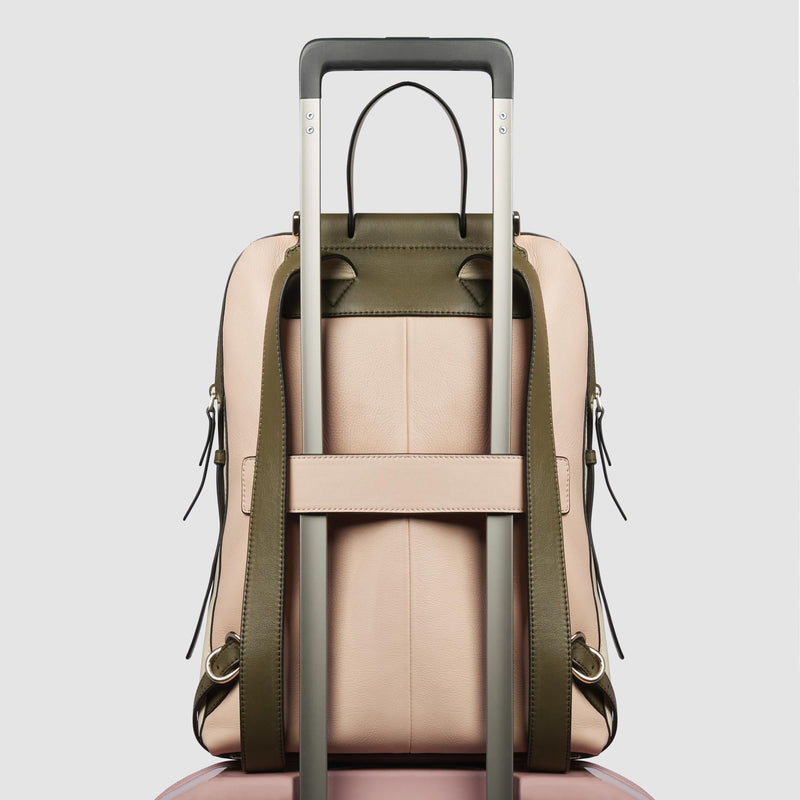 Zaini Piquadro Zaino Donna Porta Pc Ipad Pelle Rosa Bianca