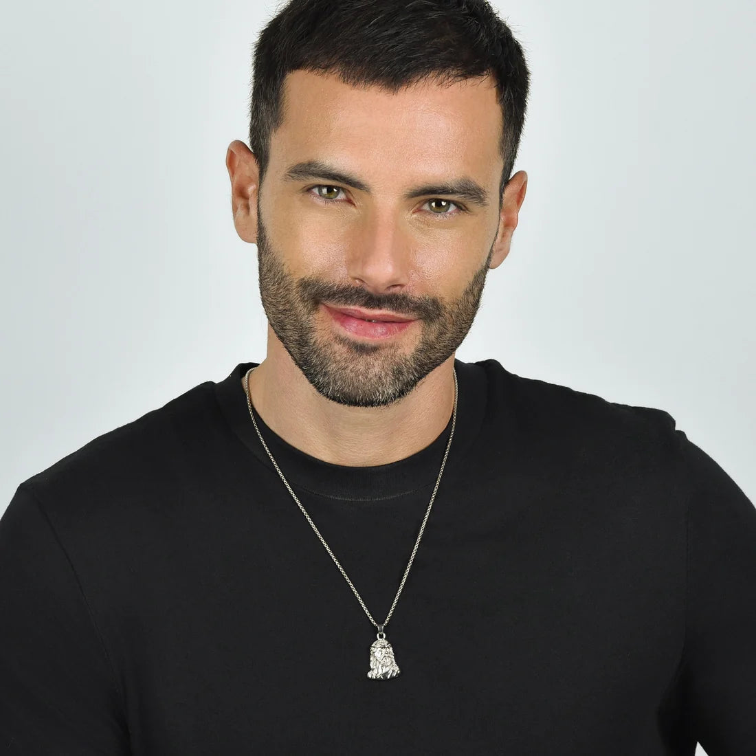 Collana Uomo Luca Barra Acciaio Pendente Volto Del Cristo