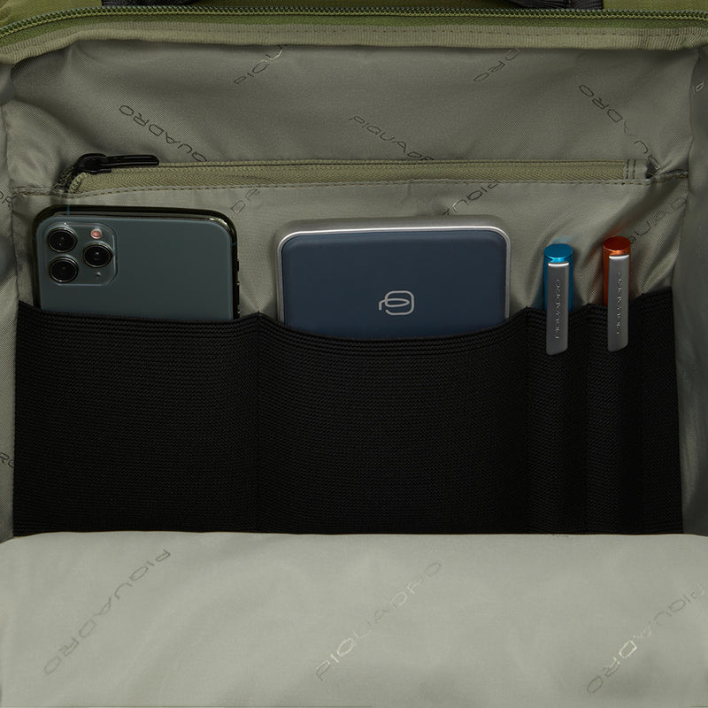 Zaini Piquadro Zaino Medio Porta Pc Ipad In Tessuto Grigio/Nero