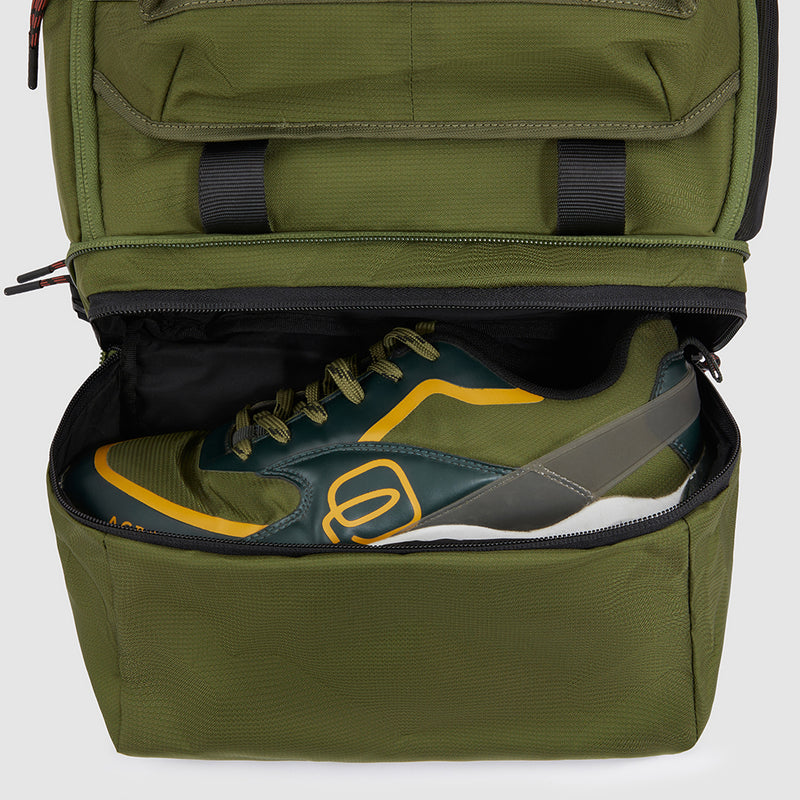 Zaini Piquadro Zaino Grande Porta Pc Ipad In Tessuto Verde Inserti Neri