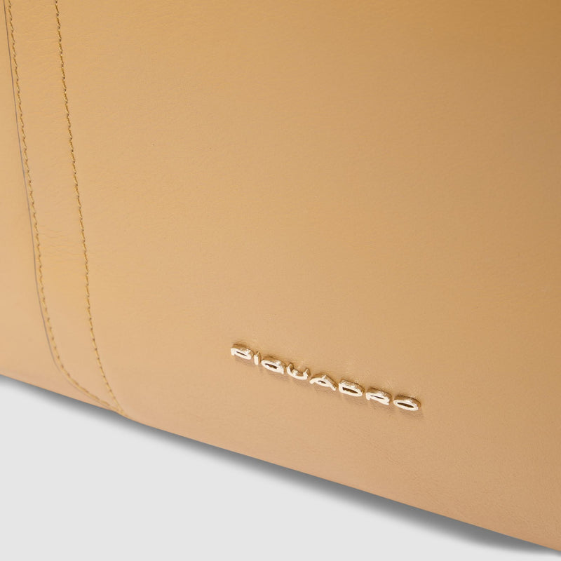 Zaini Piquadro Zaino Donna Porta Pc Ipad Doppio Scomparto Pelle Gialla Beige