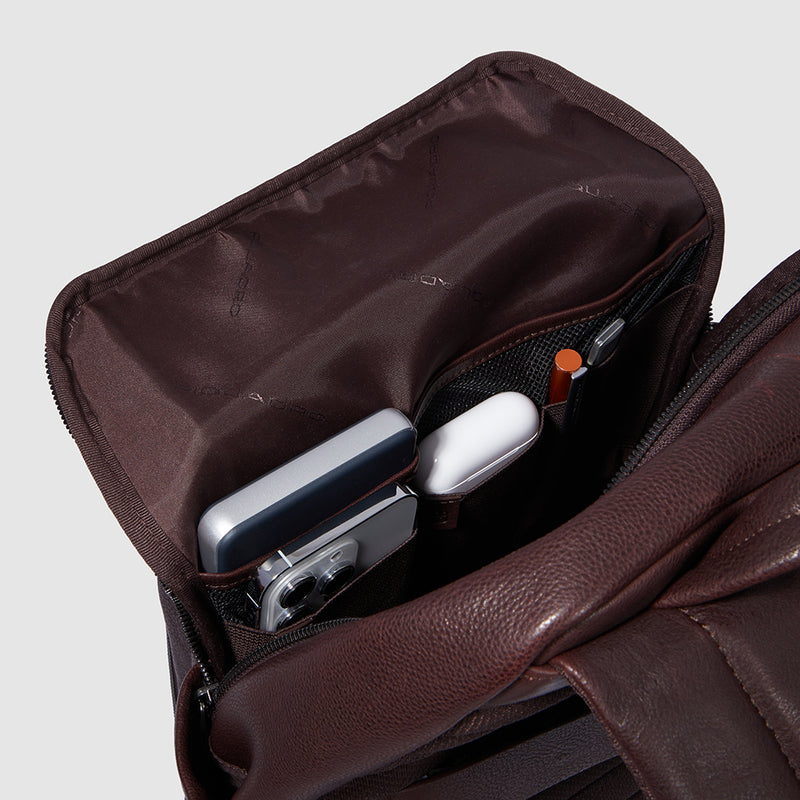 Zaini Piquadro Zaino Grande Porta Pc Ipad In Pelle Color Testa Di Moro