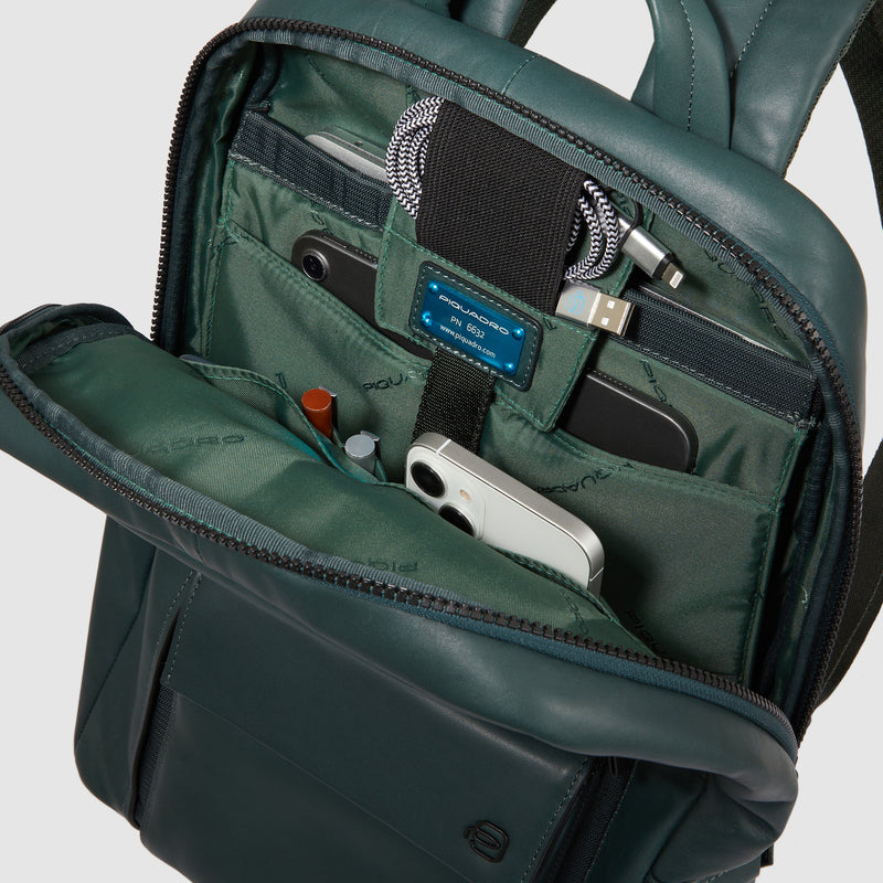 Zaini Piquadro Zaino Uomo Piccolo Porta Pc Ipad Pelle Liscia Blu