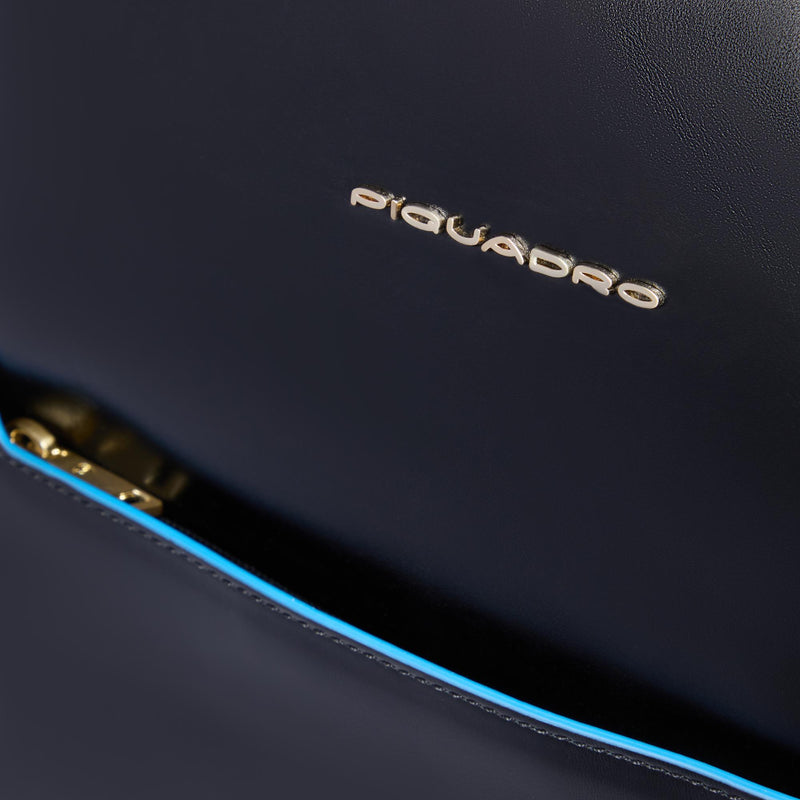 Zaini Piquadro Zaino Donna Porta Pc Ipad Doppio Scomparto Tasca Frontale Due Laterali Pelle Nera