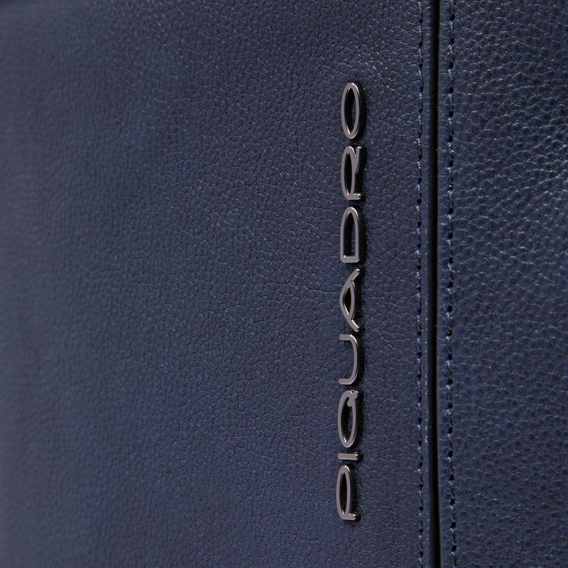Zaini Piquadro Zaino Porta Pc Ipad Uno Scomparto Tre Tasche Frontali Due Laterali Pelle Martellata Blu