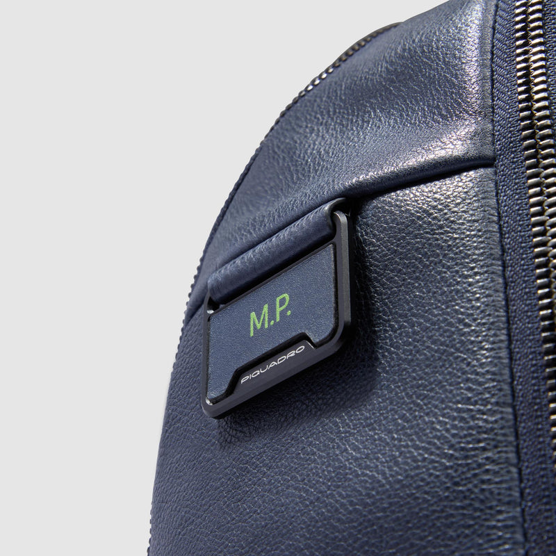 Zaini Piquadro Zaino Porta Pc Ipad Due Scomparti Tre Tasche Frontali Laterali Pelle Martellata Blu