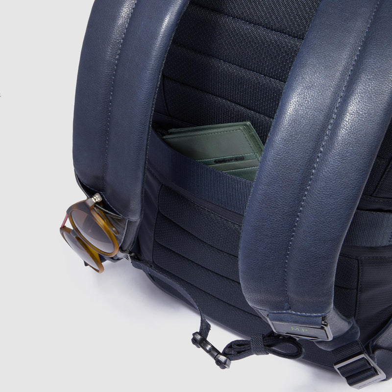 Zaini Piquadro Zaino Uomo Porta Pc Ipad Doppio Scomparto Pelle Blu