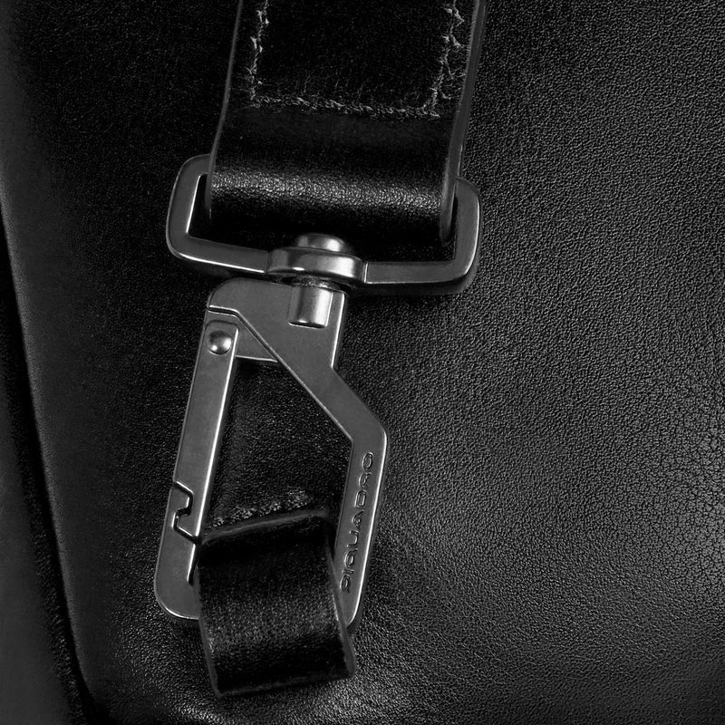 Borselli Piquadro Borsello Uomo Porta Ipad Doppio Scomparto Patta Frontale Pelle Nera