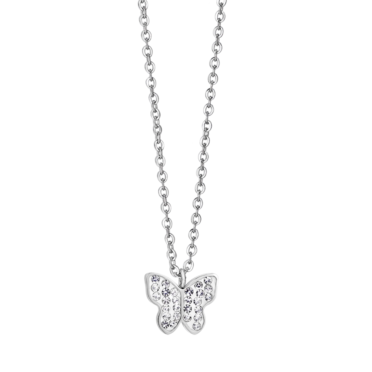 Collana Luca Barra Pretty Moment Acciaio Pendente Farfalla Cristalli