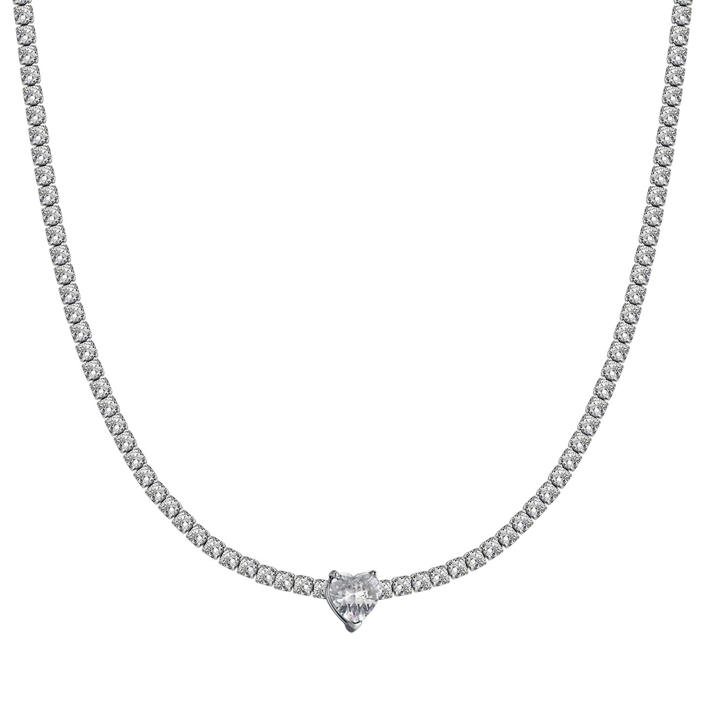 Collana Luca Barra Acciaio Cristalli Cuore Rosa Centrale