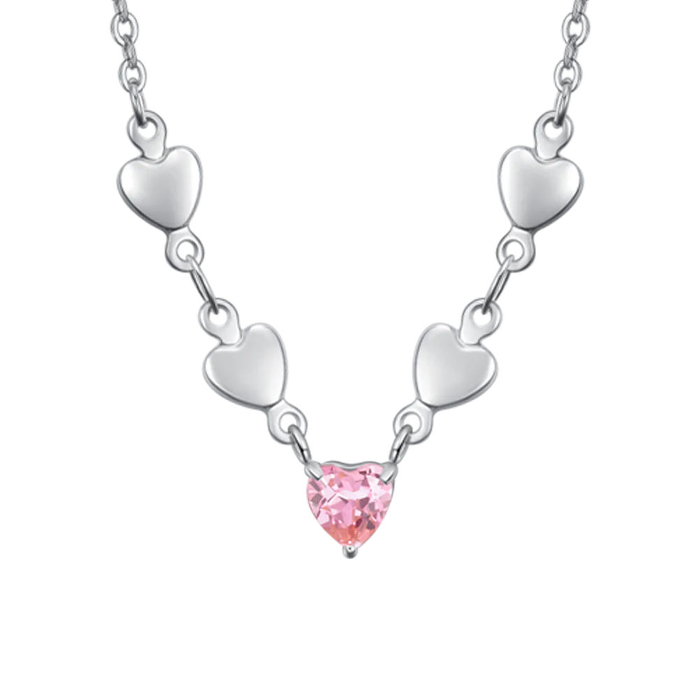 Collana Luca Barra Acciaio Maglia Catena Centrale Cuori