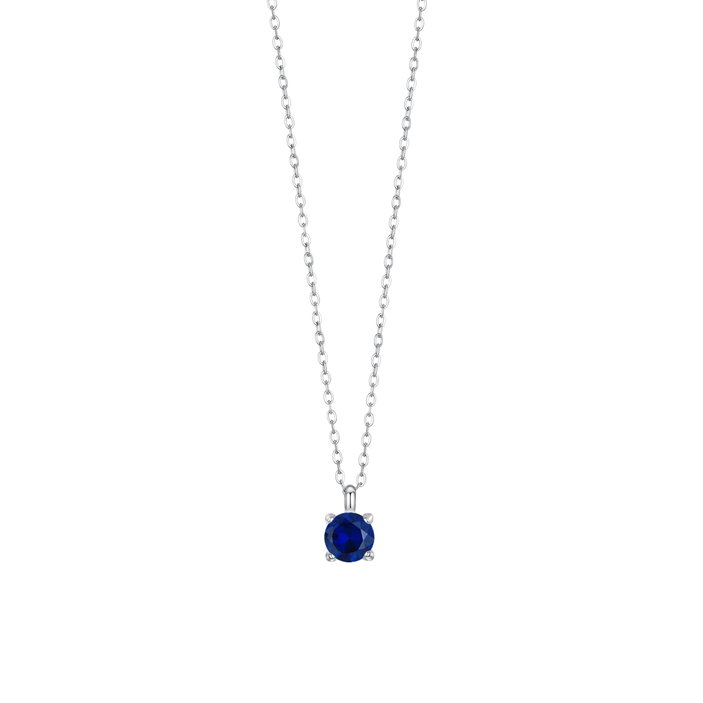 Collana Luca Barra Acciaio Pendente Punto Luce Cristallo Blu