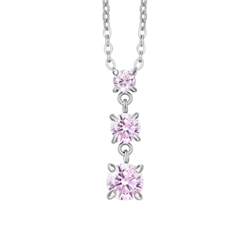 Collana Luca Barra Acciaio Zirconi Rosa