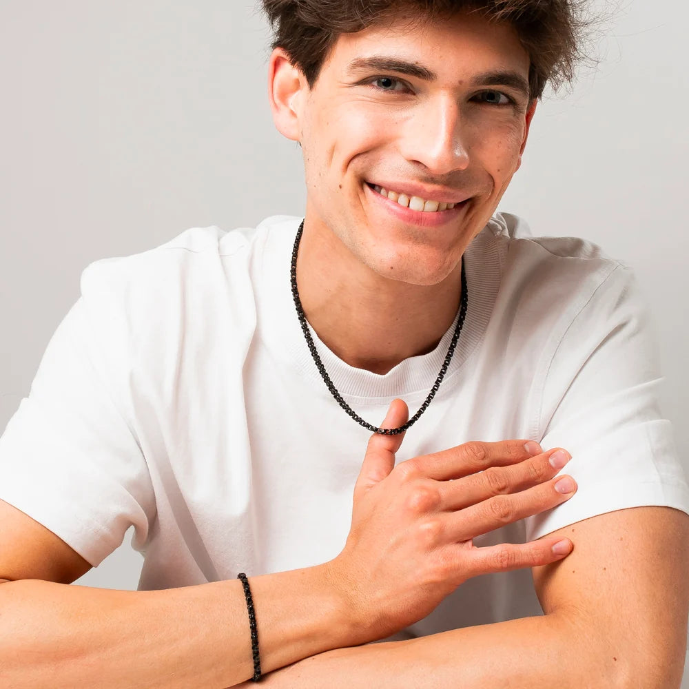 Collana Uomo Luca Barra Maglia Catena Bici Pvd Nero