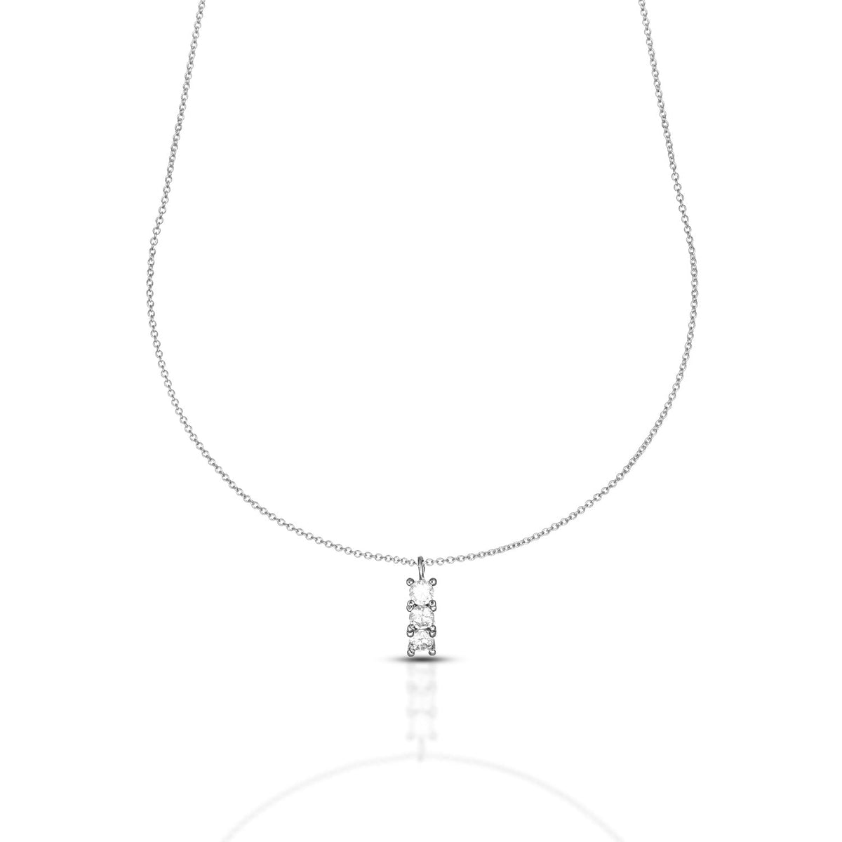 Collana Dana Harmonia Oro Bianco 9 Kt Pendente Trilogy Con Zirconi