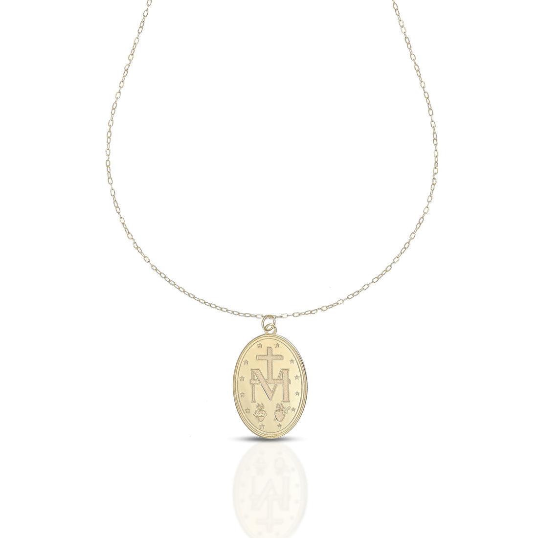 Collana Dana Gratia Oro Giallo 9 Kt Pendente Madonna Miracolosa