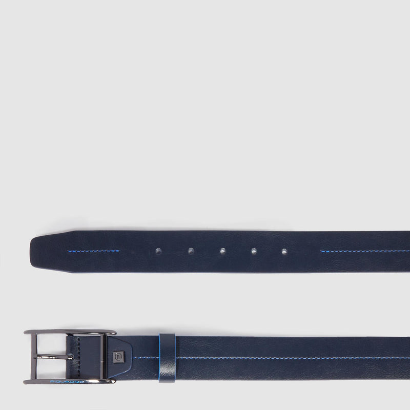 Cinture Piquadro Cintura Uomo Fibbia Ardigione Acciaio Brunita Pelle Liscia Blu