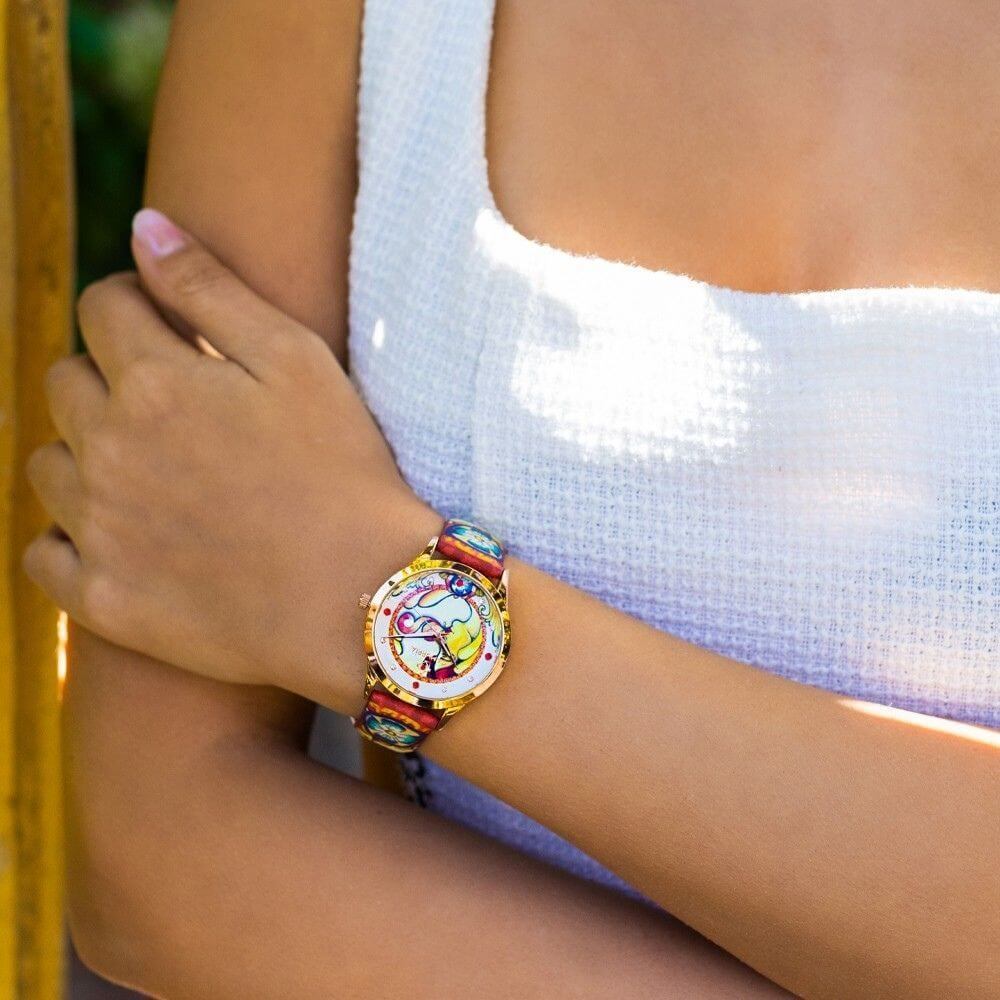 Orologio Camurrìa La Dea Fortuna 37 mm Pvd Oro Rosa Cinturino con Stampe